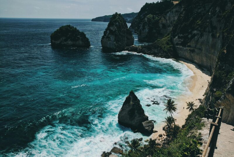 bali view from a cliff on a beach